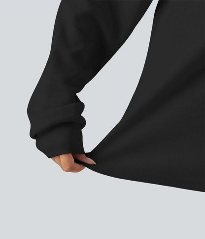 Boat Neck Raglan Long Sleeve Built-in Bra Casual Cotton Sweatshirt