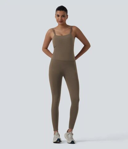 Halara UltraSculpt™ Double Straps Twisted Backless Cropped Yoga Tank Top-Longer Length