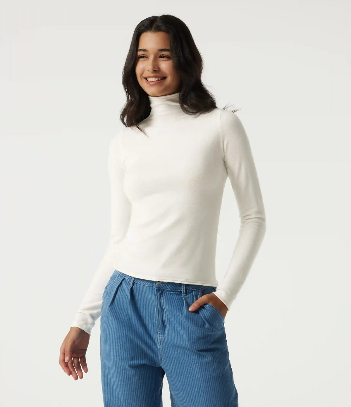High Neck Long Sleeve Work Sweater
