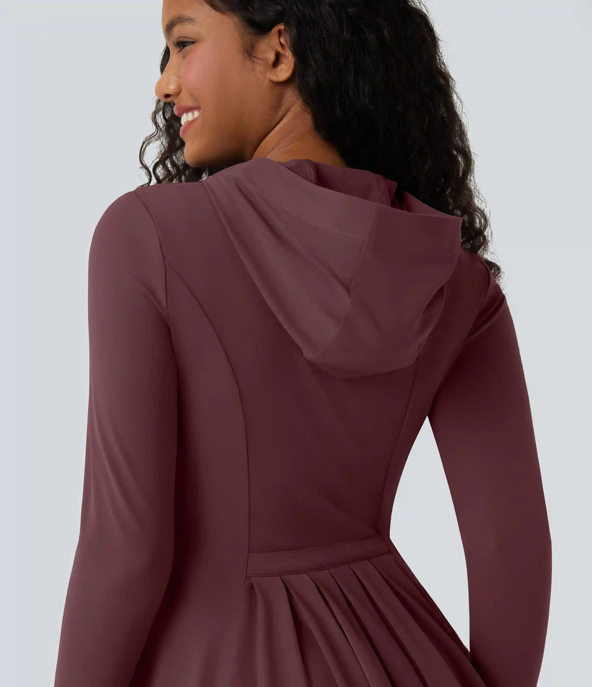 SoftlyZero™ Hooded Long Sleeve Thumb Hole Pleated Jacket with Pockets