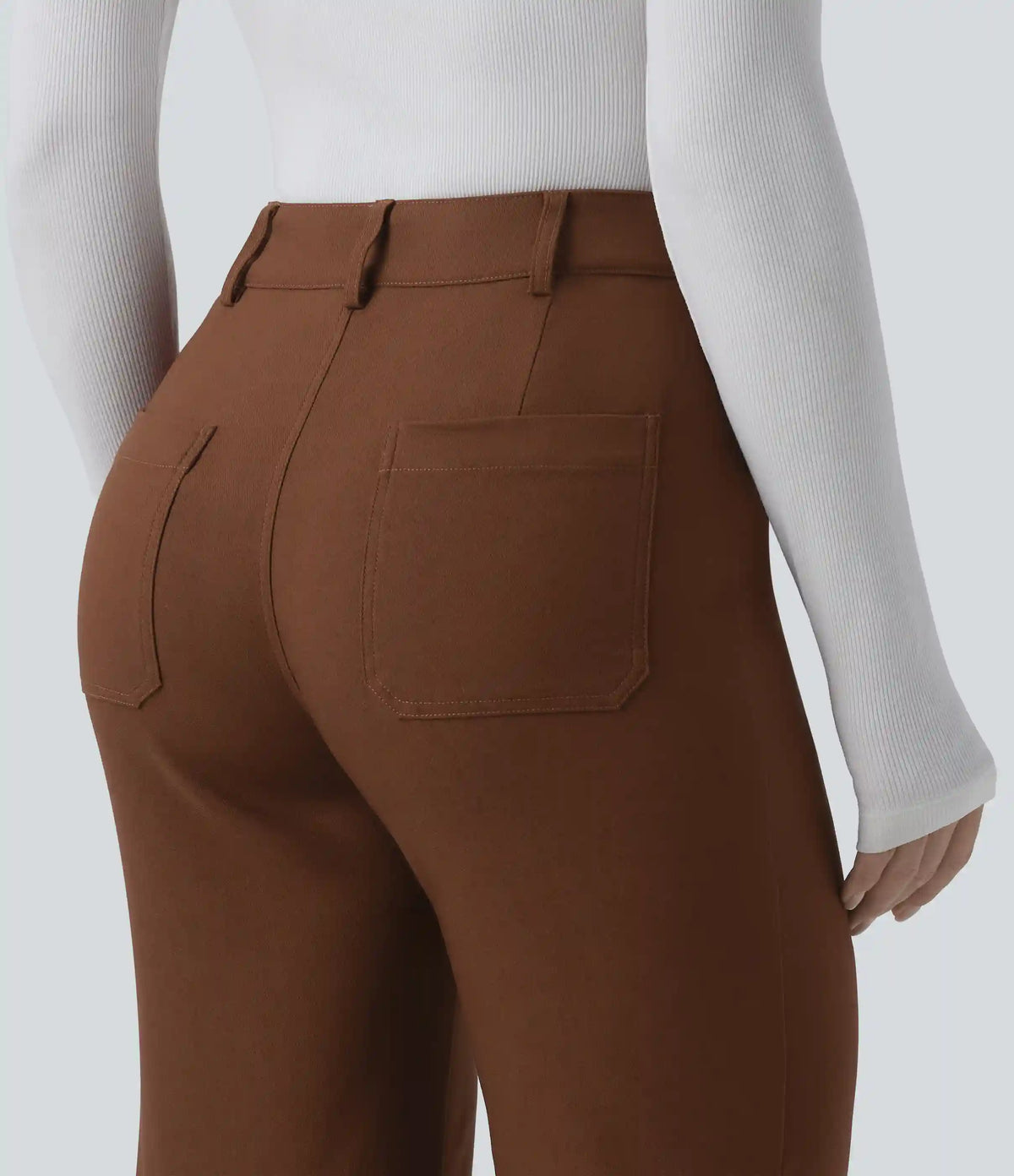 High Waisted Work Flare Pants with Pockets