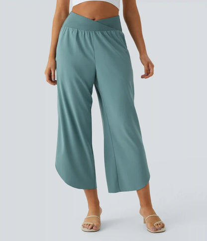 Breezeful™ High Waisted Crossover Quick Dry Resort Pants with Pockets