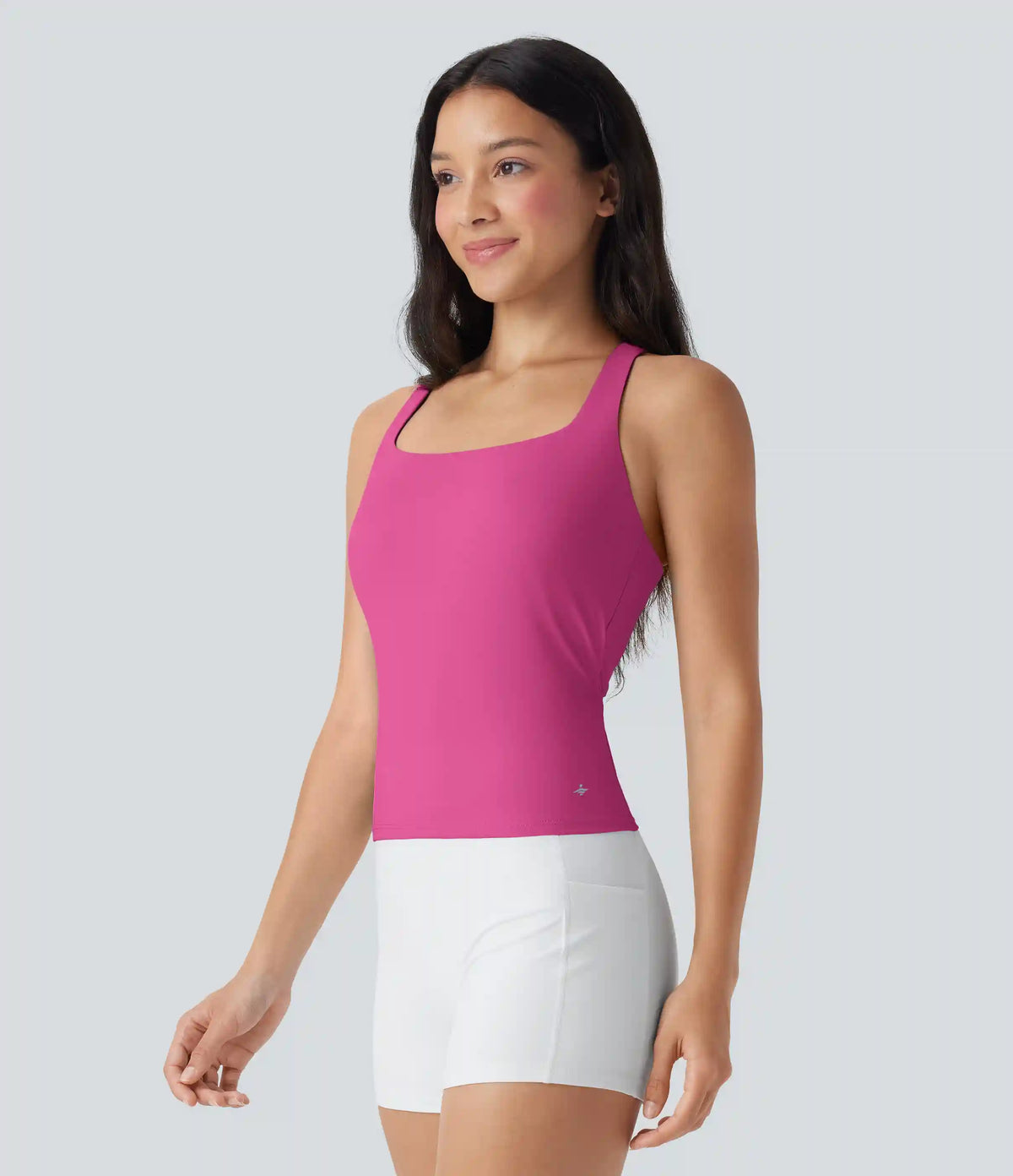 SoftlyZero™ Airy Square Neck Cropped InstantCool Running Tank Top-Longer Length