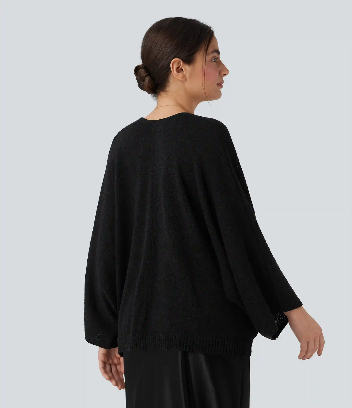 Deep V-neck Batwing Sleeve Relaxed Fit Casual Cardigan
