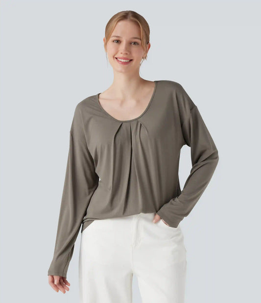 Round Neck Raglan Long Sleeve Casual Top