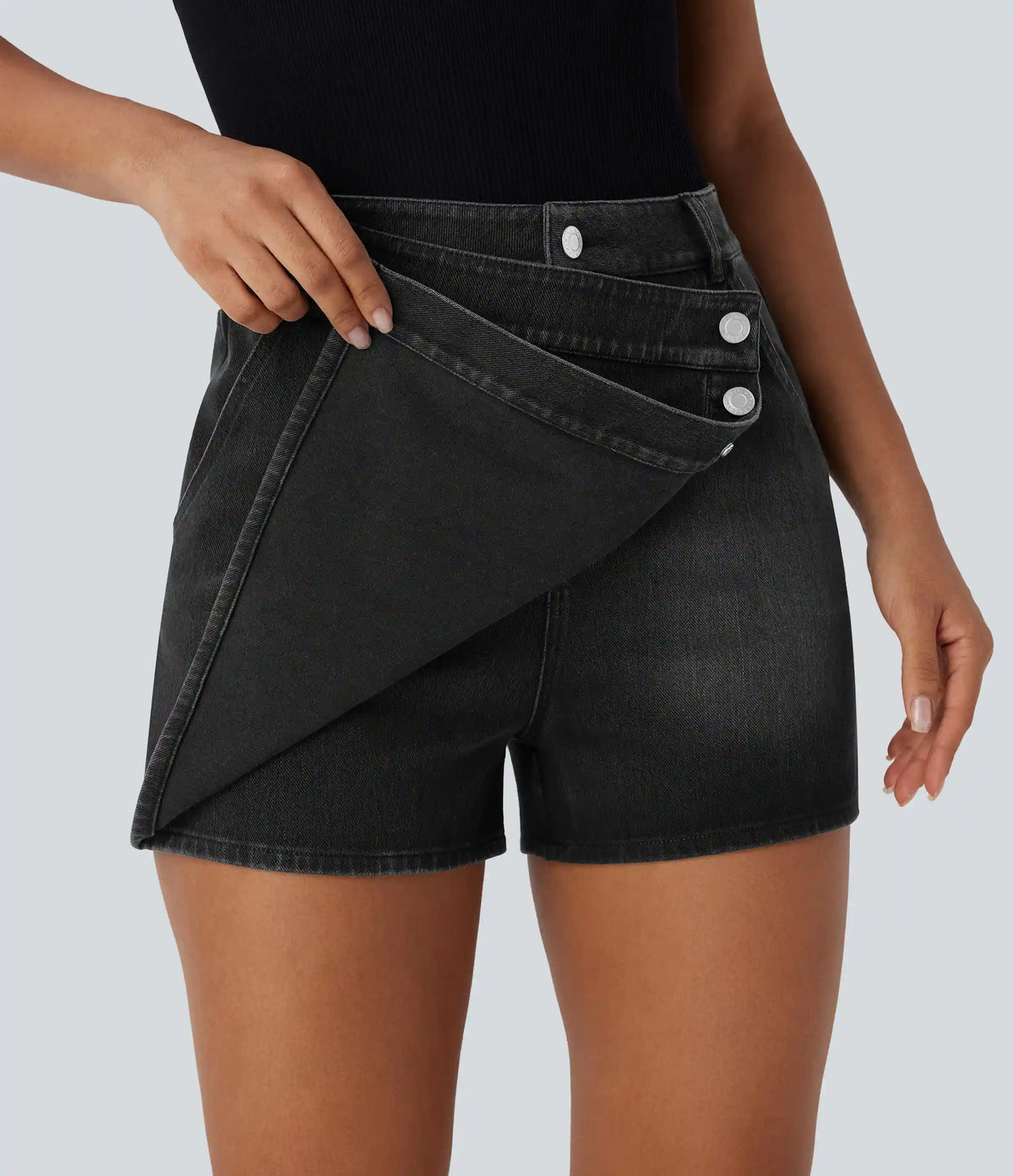 Halara Flex™ High Waisted Pockets Wrapped Washed Denim Casual Skort