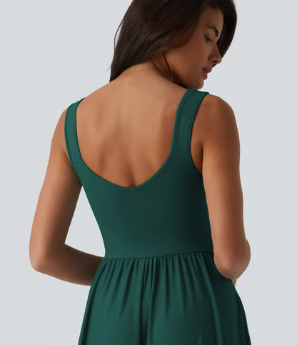 Built-in Bra Flowy Maxi Casual Dress with Pockets DD-F