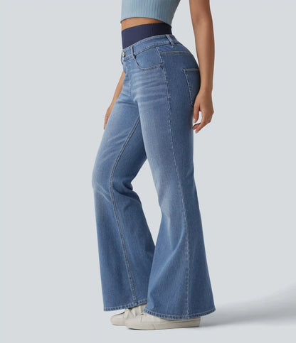 Halara Flex™ Double Waistband High Waisted Tummy Control Casual Flare Jeans with Pockets