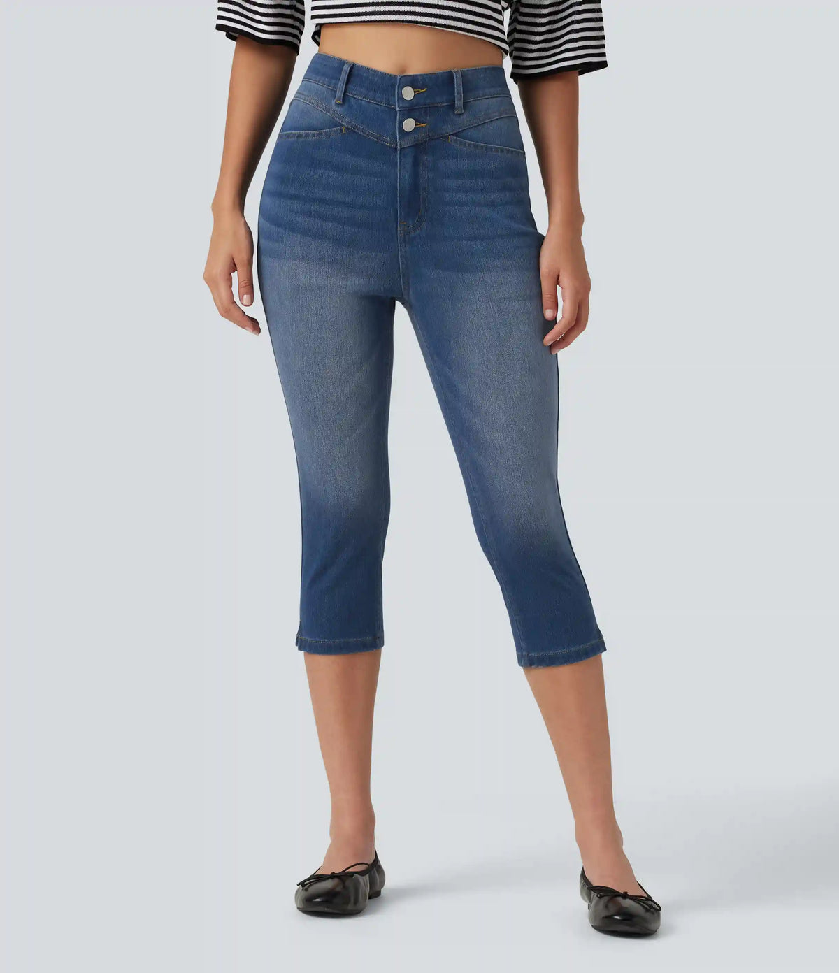 Halara Flex™ High Waisted Split Capri Casual Slim Jeans with Pockets