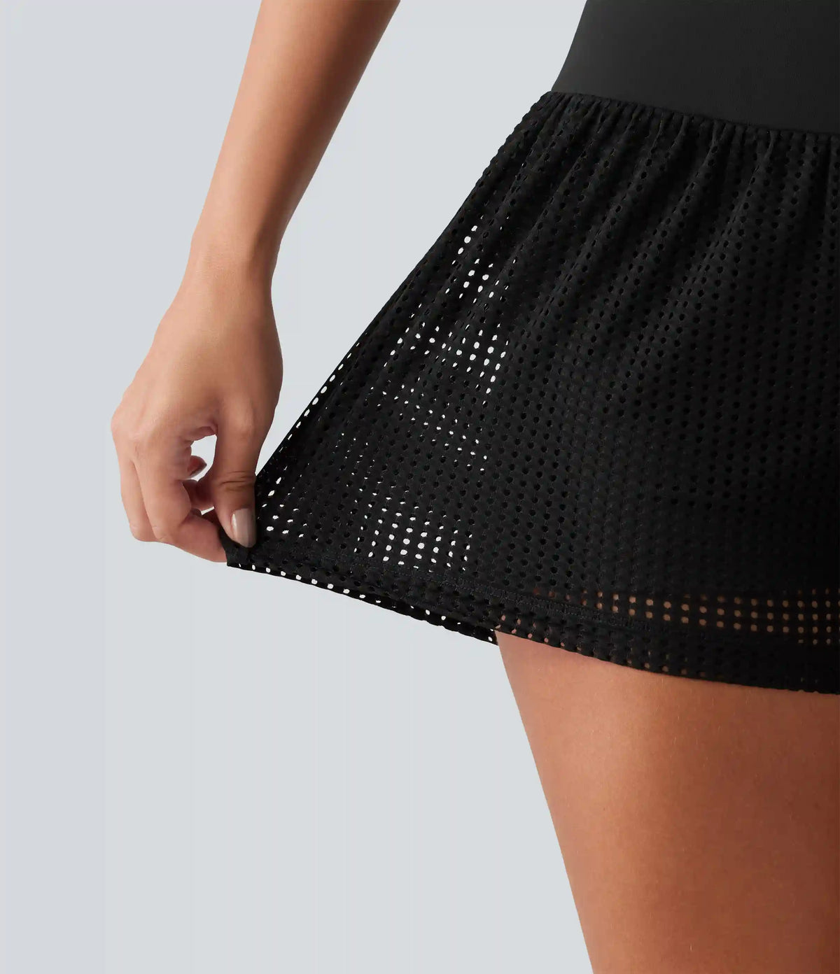SoftlyZero™ QuickDry Crossover High Waisted 2-in-1 Eyelet Yoga Shorts 3'' with Pockets