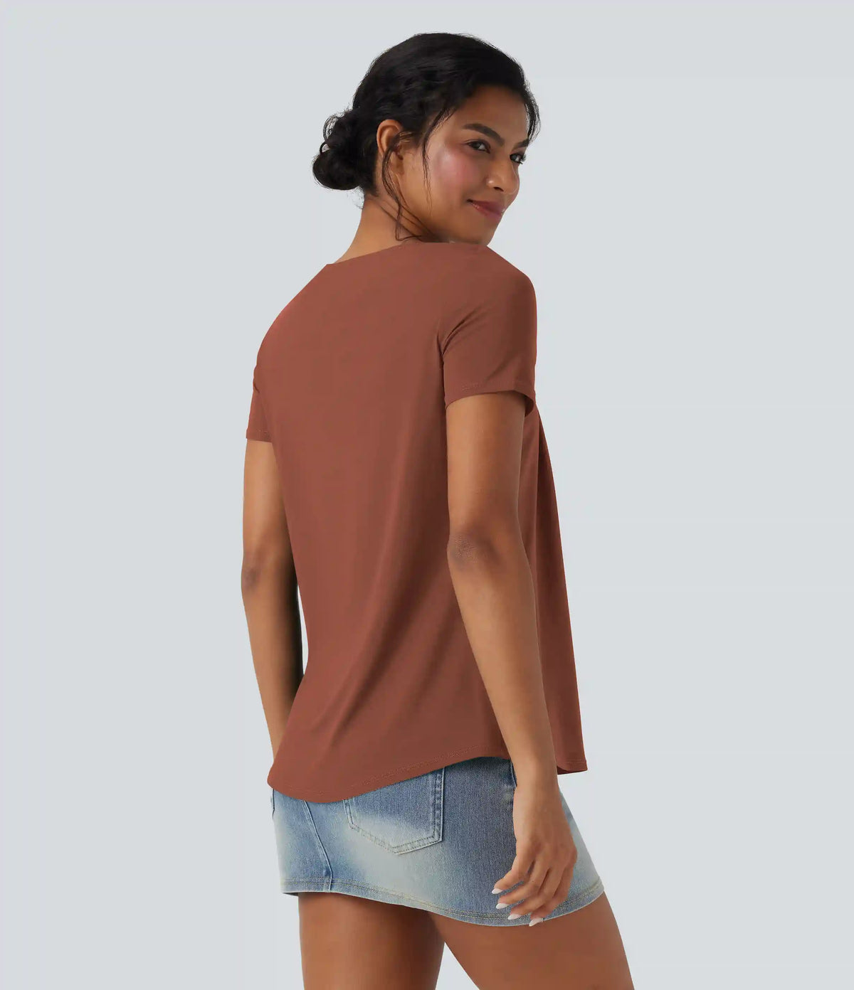 Square Neck Short Sleeve Casual Blouse