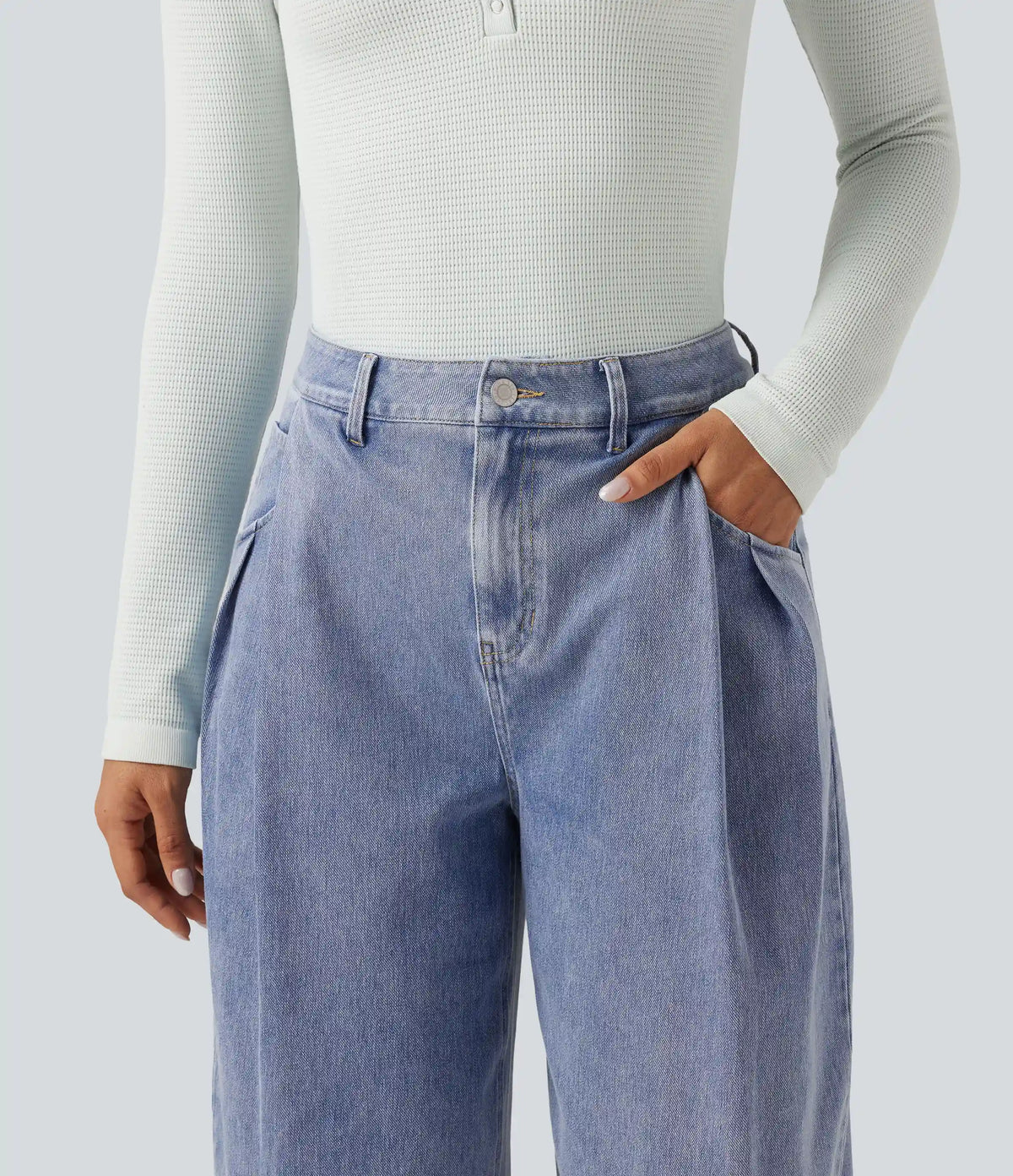 Halara Flex™ High Waisted Barrel Leg Casual Jeans with Pockets