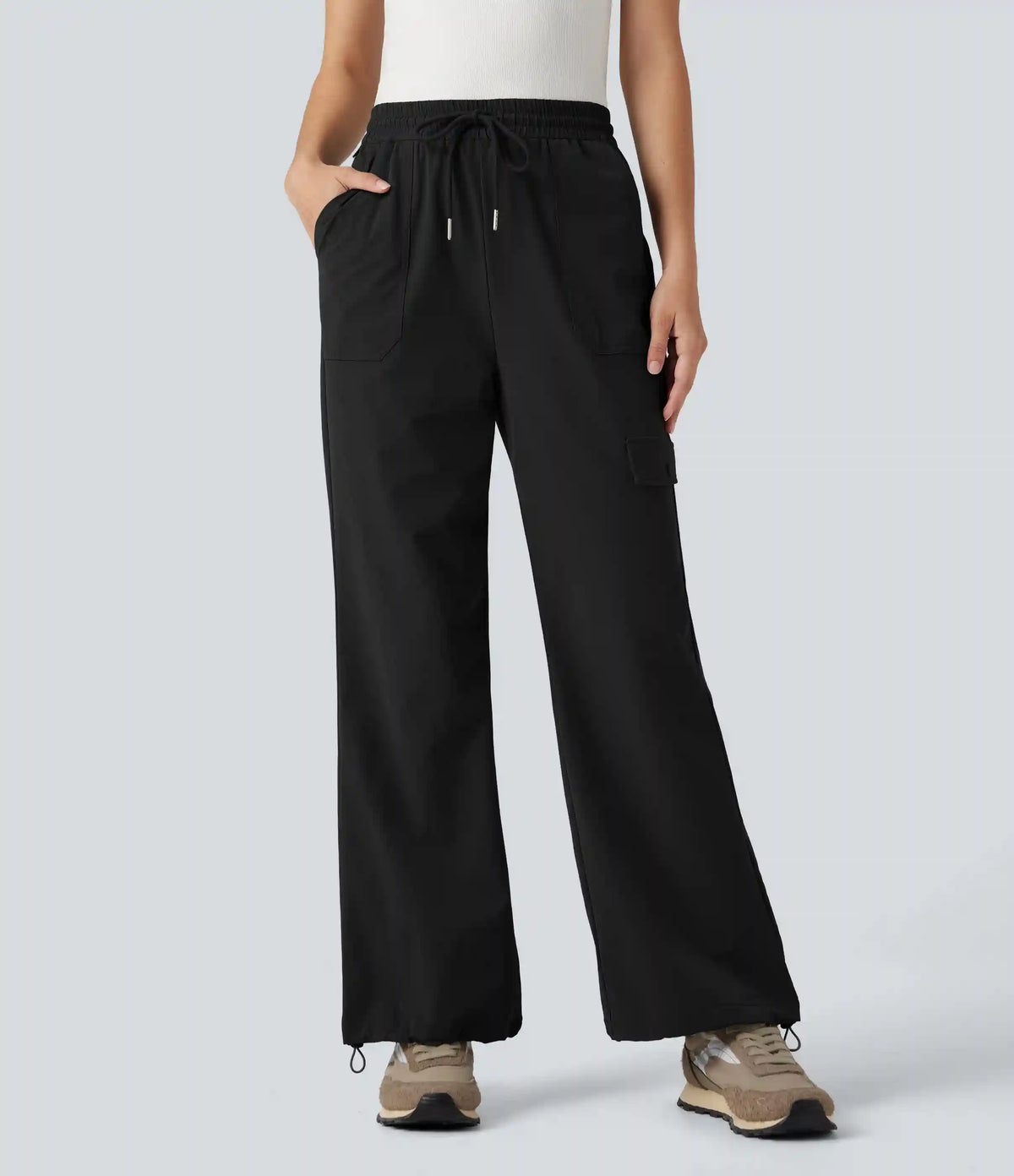 High Waisted Drawstring Bootcut Hiking Pants with Pockets
