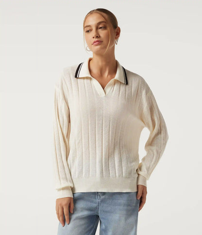 Long Sleeve Color Block Work Sweater