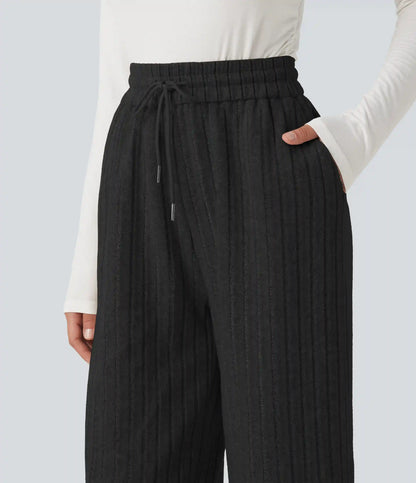 High Waisted Drawstring Baggy Casual Pants with Pockets