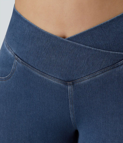 Halara Flex™ High Waisted Crossover Pocket Washed Casual Plus Size Jeans