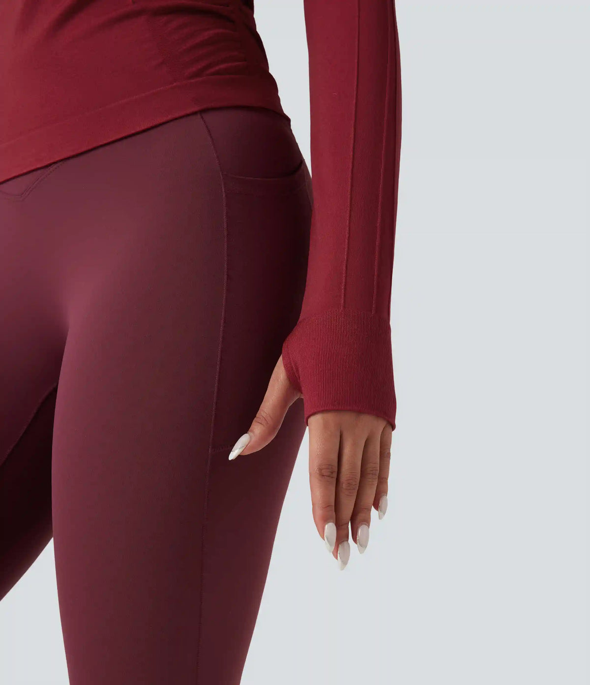 OneForm Seamless Flow Round Neck Long Sleeve Thumb Hole Yoga Sports Top