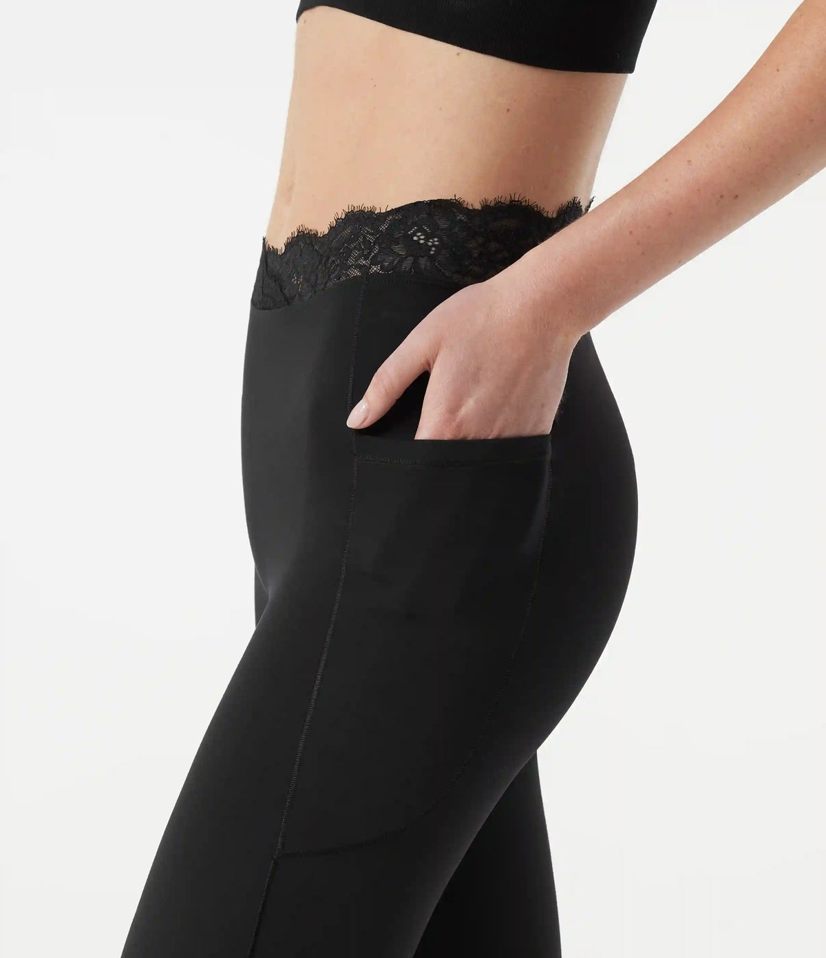 SoftlyZero™ High Waisted Contrast Lace Dance Balloon Joggers with Pockets