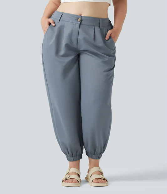 Plus Size Mid Rise Casual Joggers with Pockets
