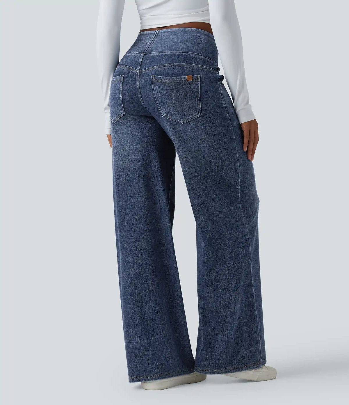 Halara Flex™ Mid Rise Draped Lyocell Washed Casual Baggy Wide Leg Jeans with Pockets