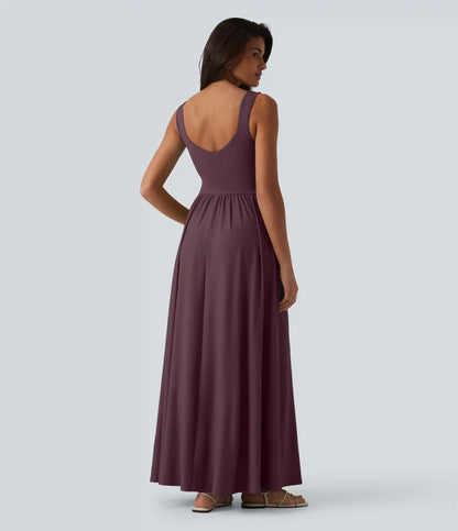 Built-in Bra Flowy Maxi Casual Dress with Pockets DD-F