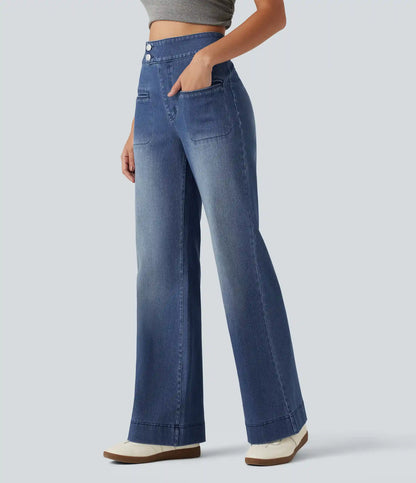 Halara Flex™ High Waisted Stretchy Knit Straight Leg Casual Jeans with Pockets
