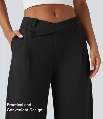 Halara Flex™ DayStretch Asymmetric Mid Rise Barrel Leg Work Pants with Pockets