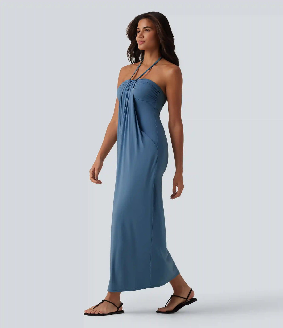 Halter Tie Back Maxi Dress with Pockets