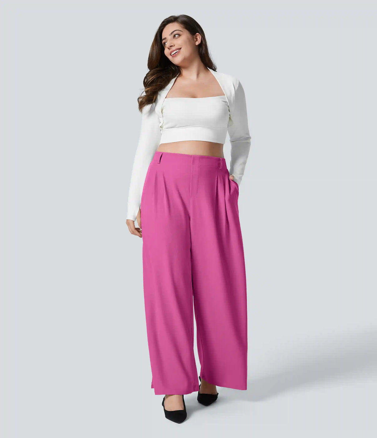 Halara Flex™ High Waisted Pocket Wide Leg Waffle Work Plus Size Pants