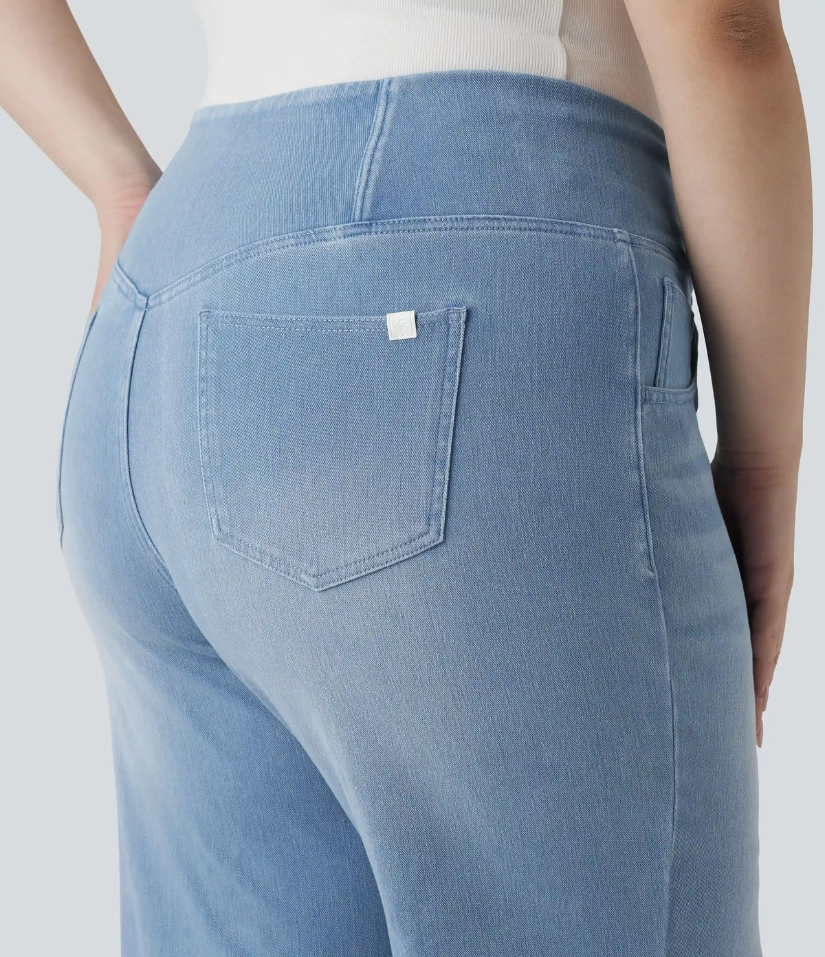 Halara Flex™ Crossover High Waisted Tummy Control Casual Straight Leg Plus Size Jeans with Pockets