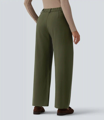 Mid Rise Work Barrel Leg Pants with Pockets