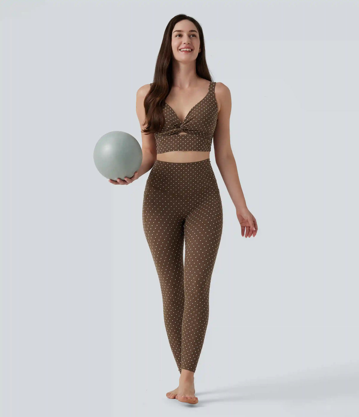 Halara UltraSculpt™ Light Support V-Neck Polka Dot Yoga Sports Bra with Molded Cups