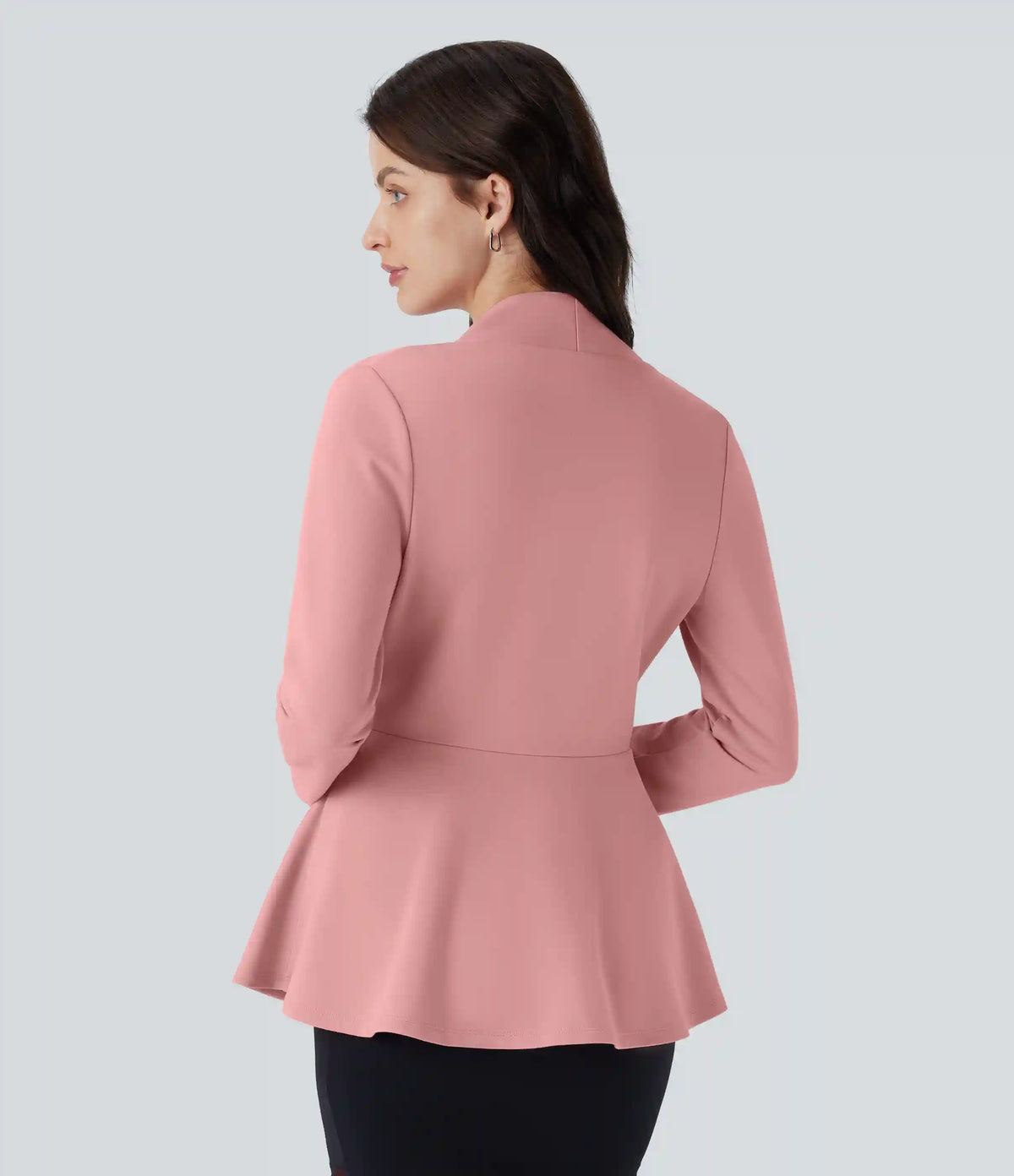 V Neck Single Front Work Peplum Jacket