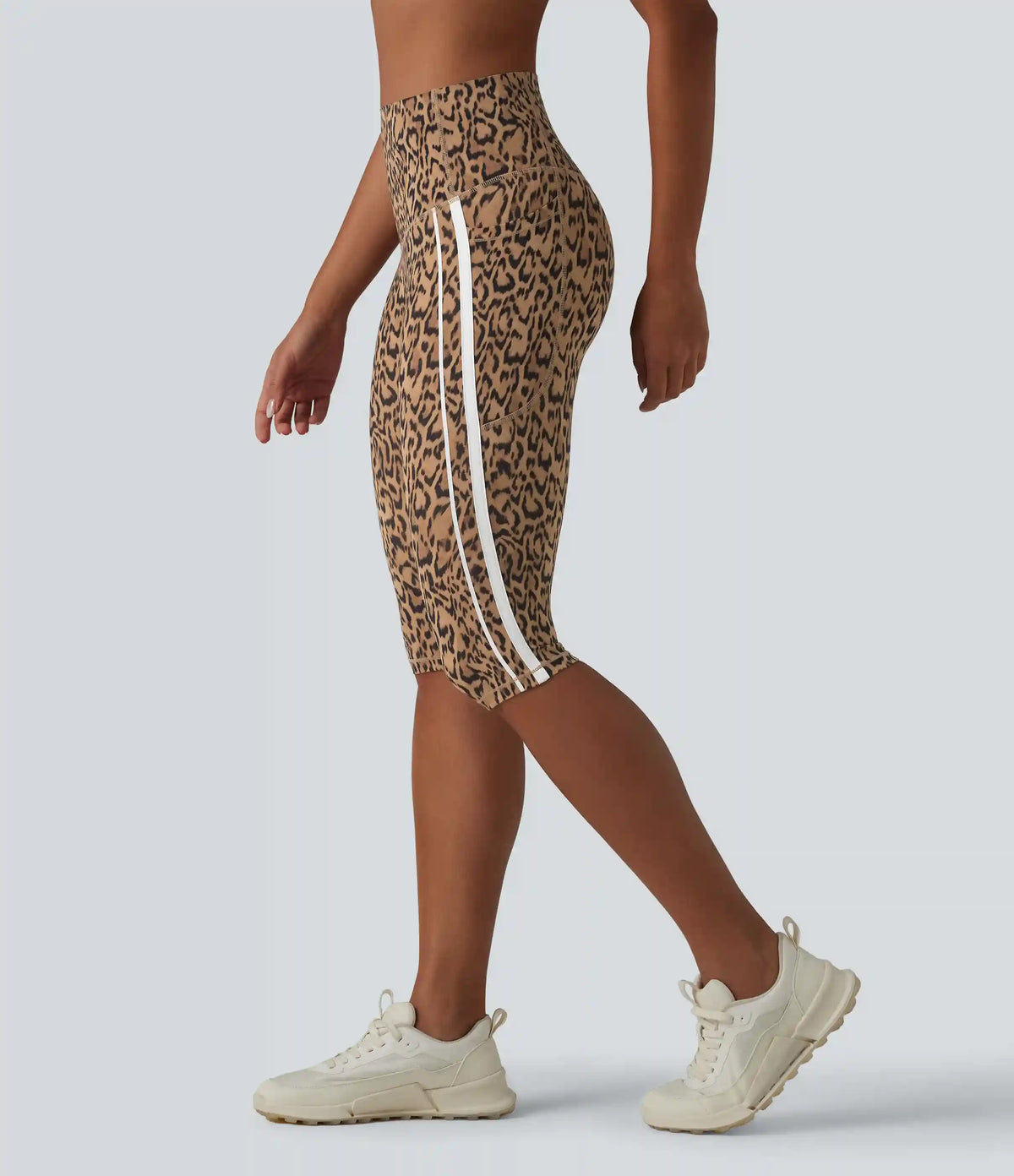 Halara UltraSculpt™ Leopard Print High Waisted Tummy Control Color Block Stripe Pedal Pusher Training Leggings with Pockets