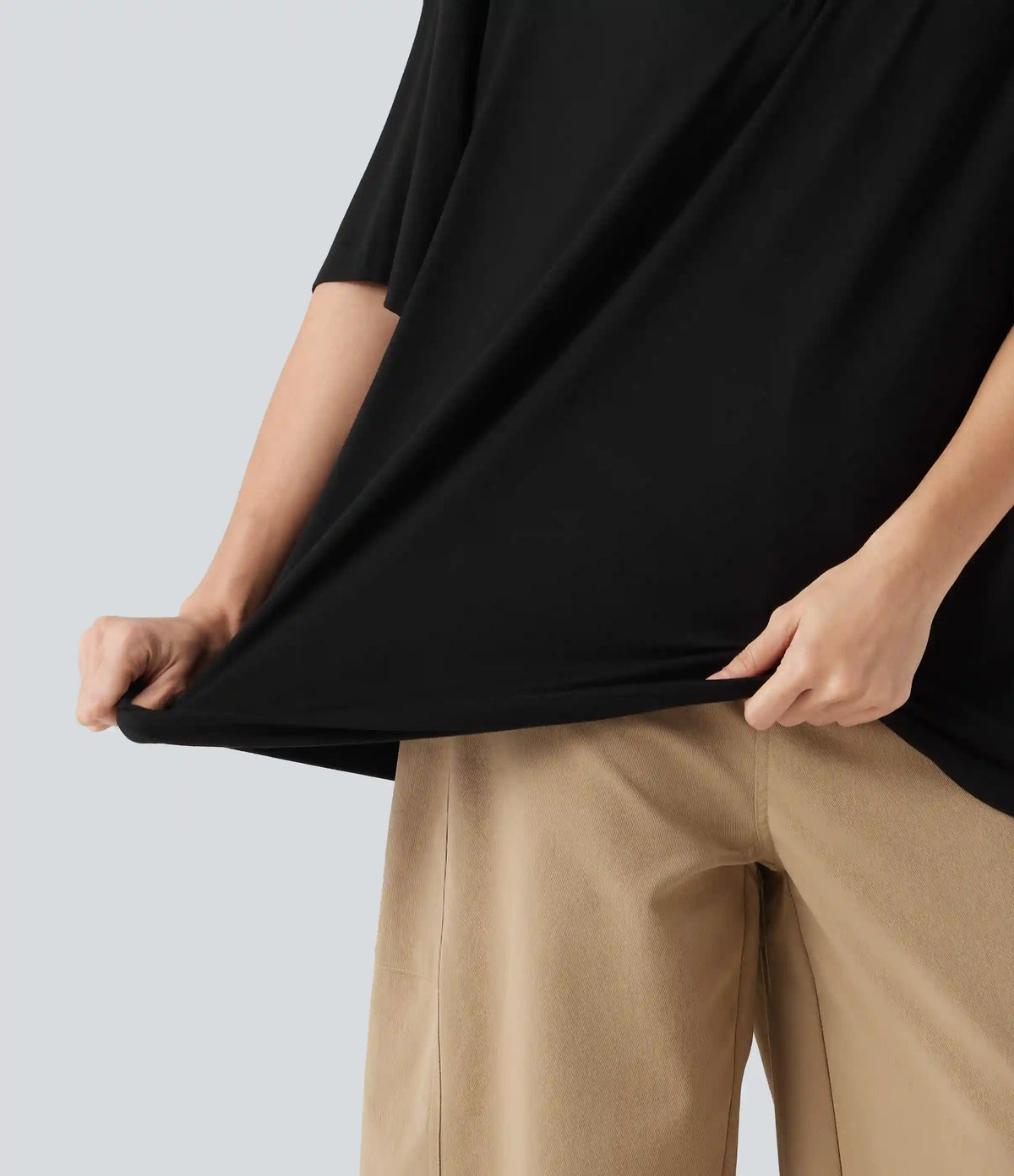 V Neck Contrast Mesh Short Sleeve Casual T-Shirt