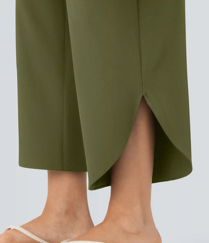 Breezeful™ High Waisted Tummy Control Split Hem Quick Dry Resort Pants with Pockets
