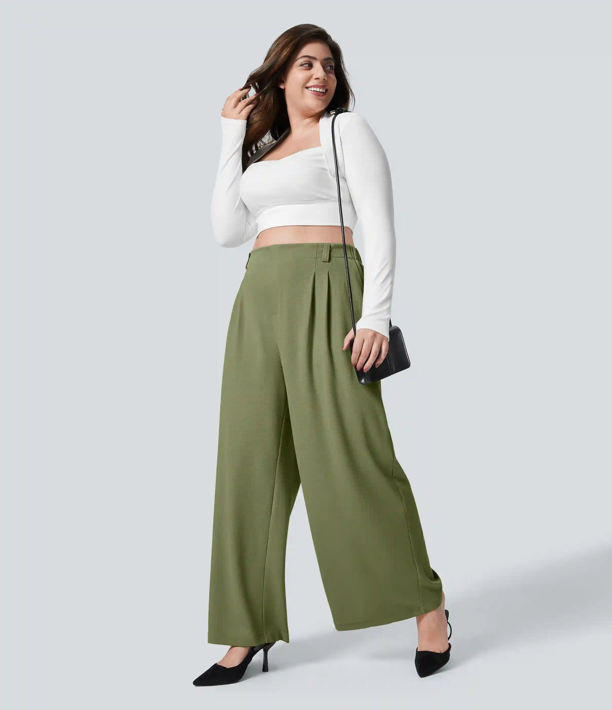 Halara Flex™ High Waisted Pocket Wide Leg Waffle Work Plus Size Pants