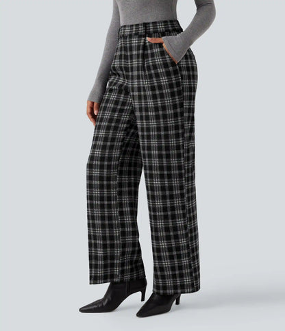 Halara Flex™ High Waisted Straight Leg Houndstooth Plaid Work Pants with Pockets