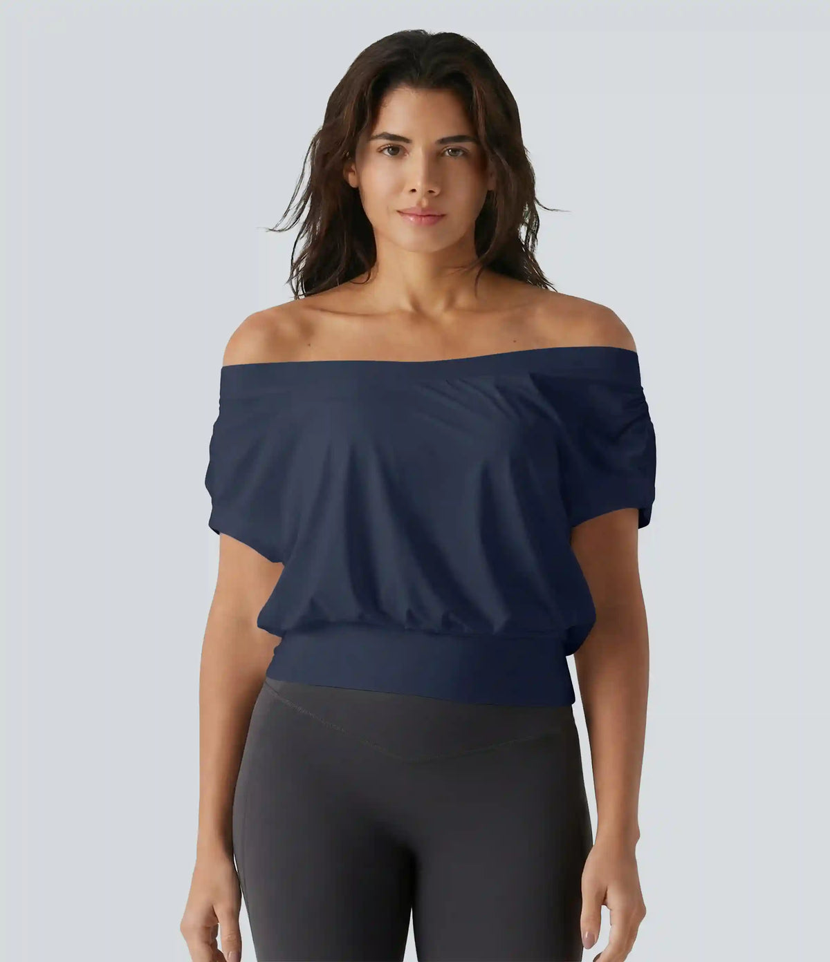 Off Shoulder Short Sleeve Oversize InstantCool Quick Dry Yoga Sports Top