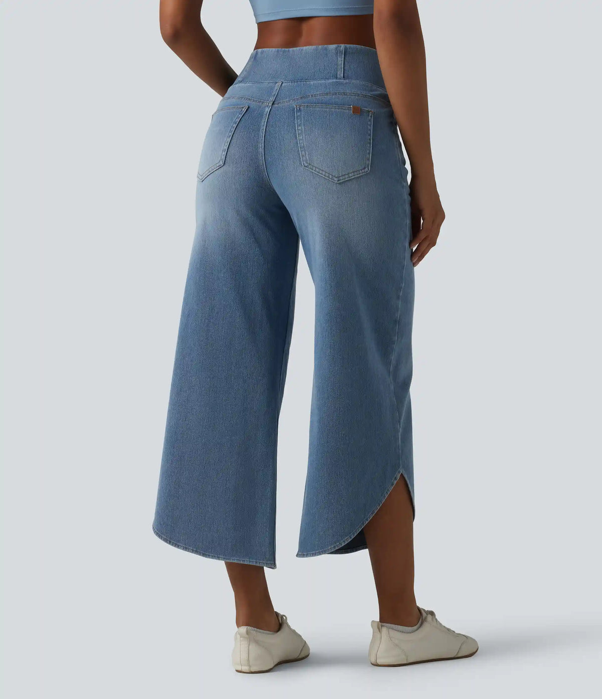 Halara Flex™ Crossover Mid Rise Curved Hem Casual Baggy Jeans with Pockets