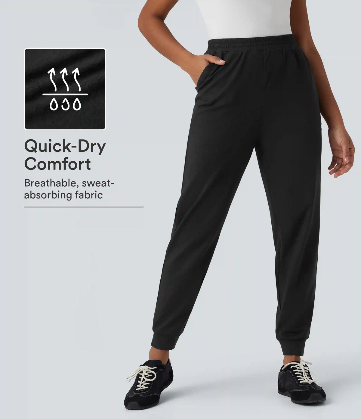 High Waisted Quick Dry Casual Heathered Joggers with Pockets-UPF40+