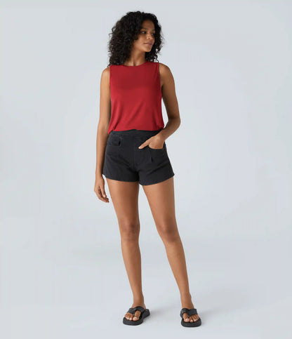 Ribbed Round Neck Basic Casual Tank Top