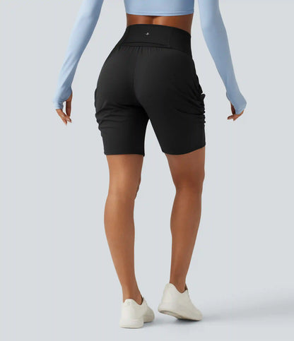 SoftlyZero™ Airy High Waisted Ruched InstantCool Yoga Shorts 7'' with Pockets