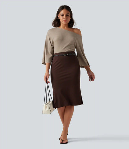 One Shoulder 3/4 Sleeve Ruched Casual Top