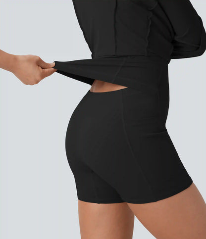 SoftlyZero™ Airy Racerback 2-in-1 Pocket InstantCool Flare Mini Dance Active Dress-Easy Peezy Edition