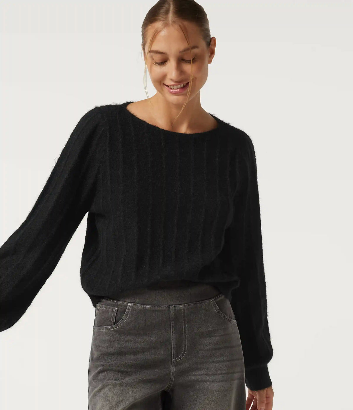 Boat Neck Long Sleeve Casual Sweater