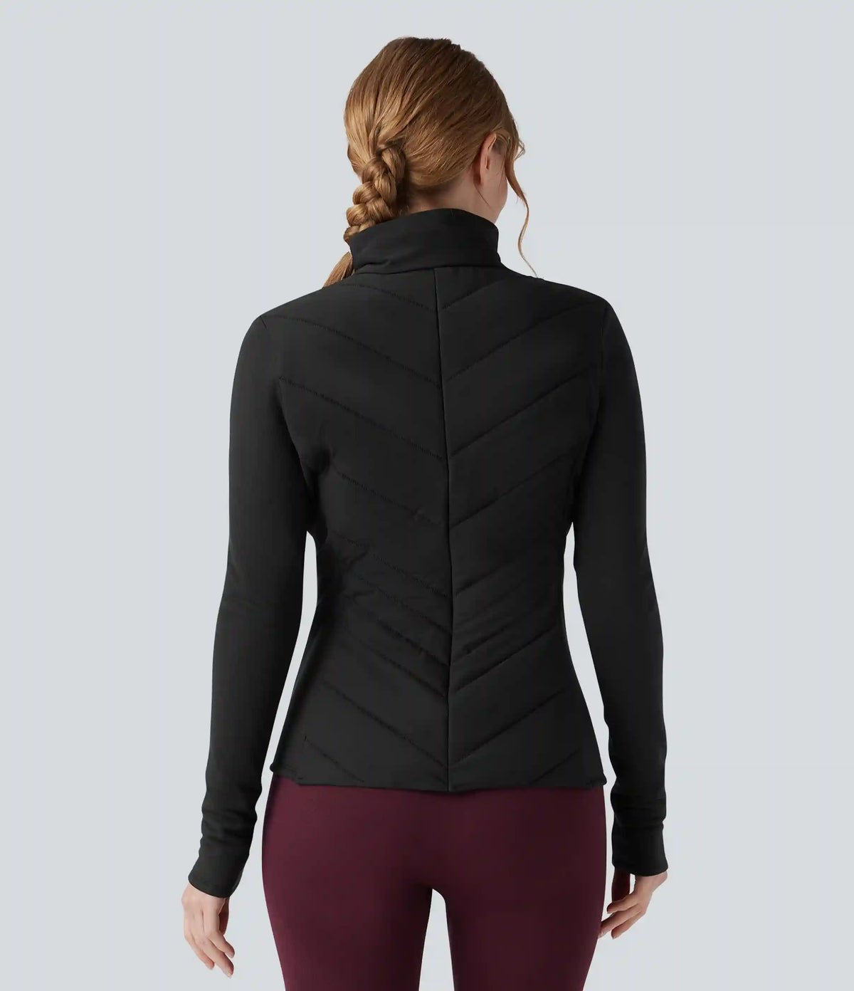PuffFlex Stand Collar Zipper Long Sleeve Running Quilted Jacket with Pockets
