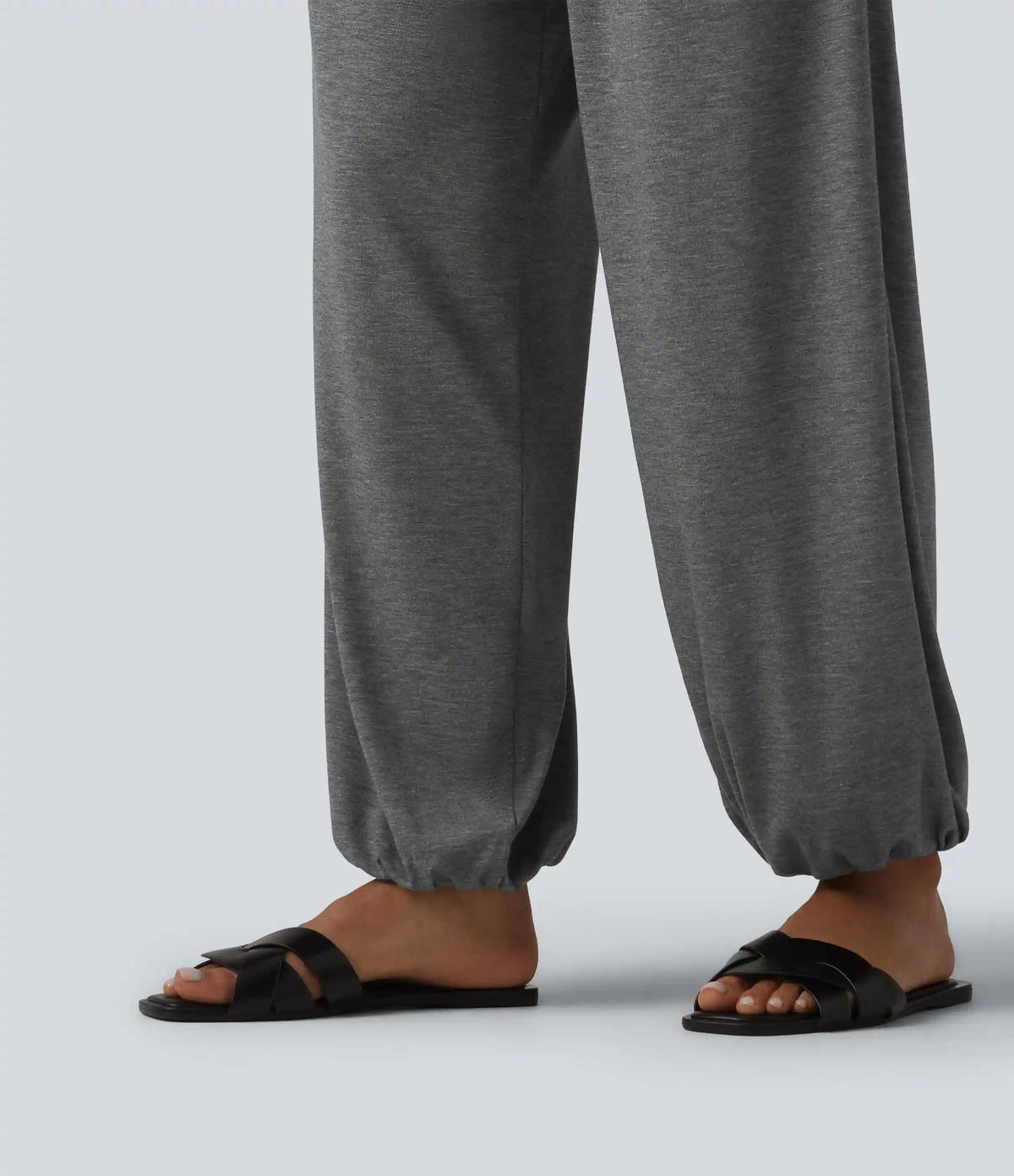 High Waisted Ruched Casual Joggers with Pockets