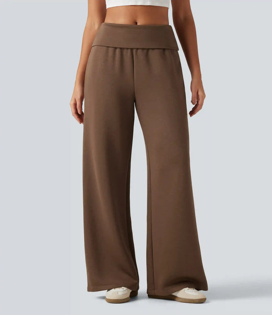 Foldover Mid Rise Baggy Casual Sweatpants with Pockets
