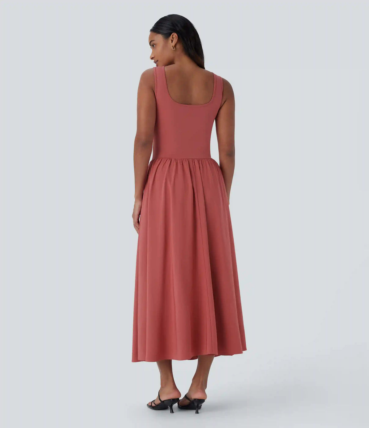 Breezeful™ Sleeveless Cut Out Quick Dry Maxi Casual Dress-Front and Back Wearable